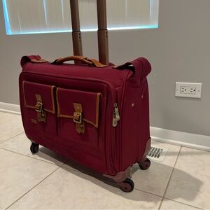 Hartmann Hudson Belting 22” Spinner Carry On Garment Bag in Raspberry Color